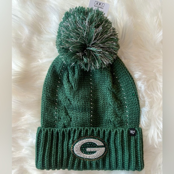 Bling Green Bay Packers Womens NFL Beanie Hat - Picture 5 of 5
